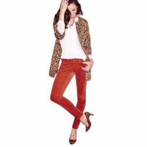 Cabi size 10 Orange Rust Corduroy Stretch Pants 146 Skinny Leg Fall Thanksgiving